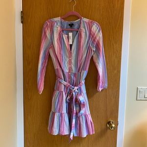 J crew pastel rainbow and metallic dress